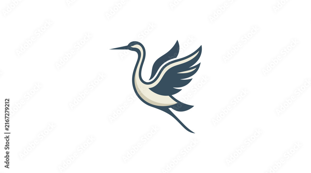 Naklejka premium Blue flying crane bird illustration.