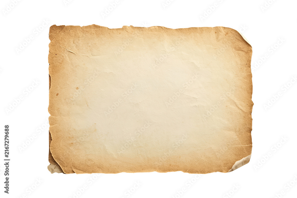 Fototapeta premium Blank aged parchment paper with burned edges