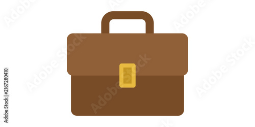 Fotografie Brown leather briefcase icon with gold clasp for professional business documentation and corporate career representation