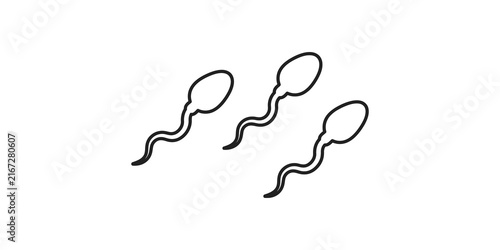 Принти на полотні Three stylized dark outline sperm cells on transparent background representing reproduction and biology