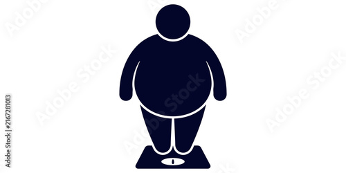 Konstfotografi Overweight person standing on weight scale icon representing obesity or health assessment