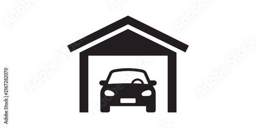 Foto Car inside garage house structure icon for residential storage and vehicle protection maintenance concepts