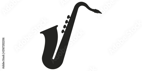 Fotografie Black silhouette of a musical saxophone instrument for jazz band performance and music school education