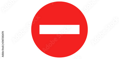 Konstfotografi Red circle with horizontal minus sign stop or forbidden flat isolated element