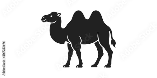 Fotografie Camel animal silhouette black icon for desert travel and safari graphics