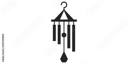 Foto Black wind chime icon with geometric shapes for garden home decor art