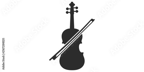 Foto Violin with bow in dark gray on transparent background, musical instrument
