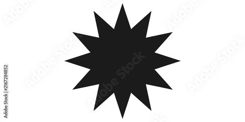 Black starburst shape for abstract design and graphic elements.