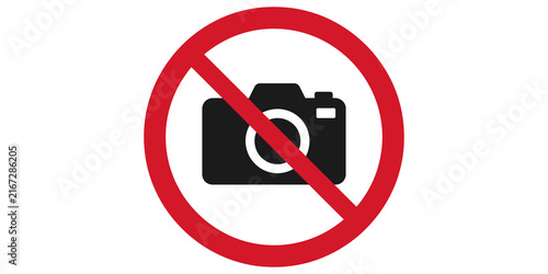 Canvastavla No photography allowed sign with black camera icon on red circle border