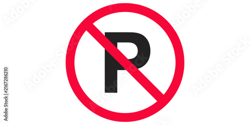 Cuadro en lienzo No parking sign with black letter p inside red circular border element