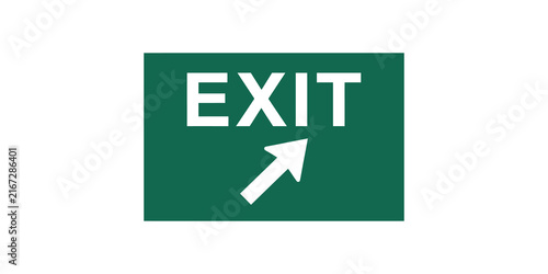 Foto Exit directional sign with green background for emergency building egress