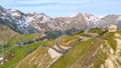 Round Drone Flight Around Edelweissspitze on Grossglockner Alpine Road
