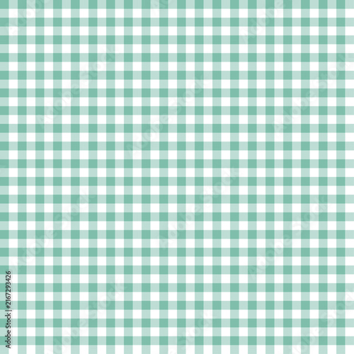 Light Green gingham check pattern background, cute seamless pastel grid texture