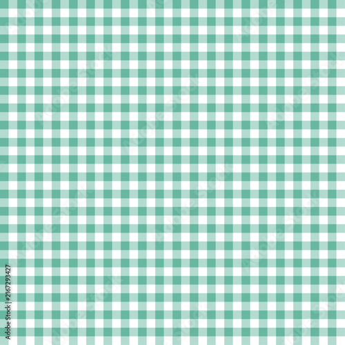 Light Green gingham check pattern background, cute seamless pastel grid texture