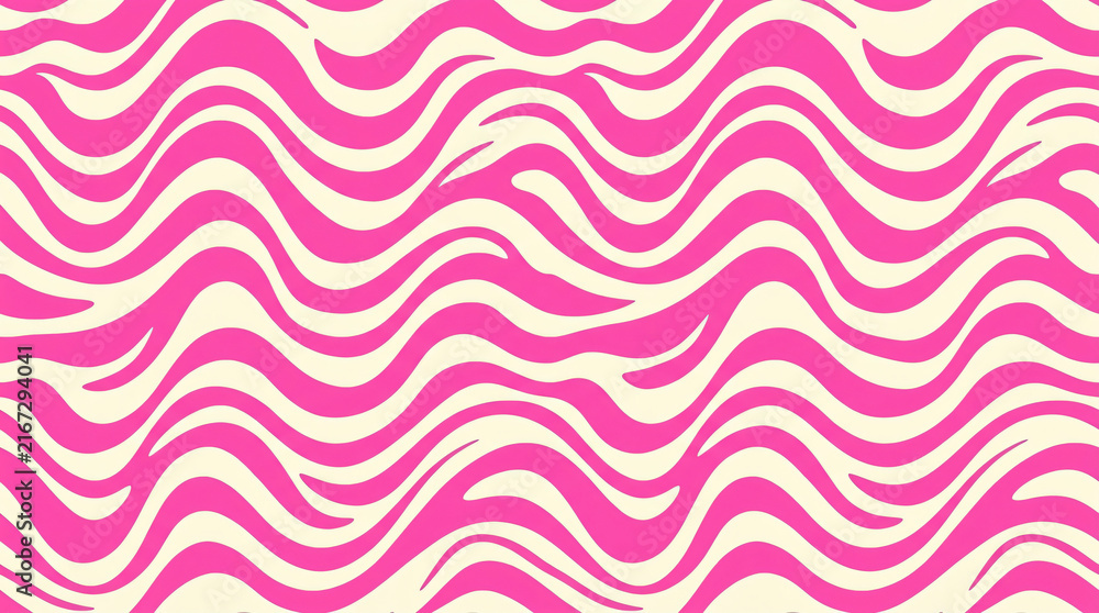 Pink Groovy Wavy Pattern Abstract Retro Seamless Background