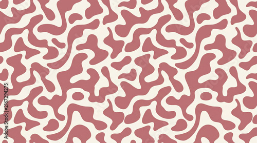 Retro Groovy Seamless Pattern With Abstract Pink Liquid Waves