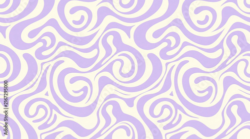 Seamless Lavender Purple Retro Groovy Swirl Pattern Background