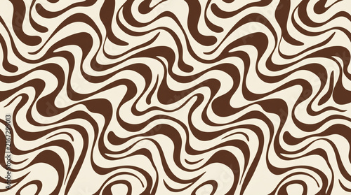 Brown Beige Retro Groovy Wavy Seamless Pattern Abstract Background