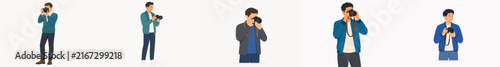 Vector of a person with a camera on a white background