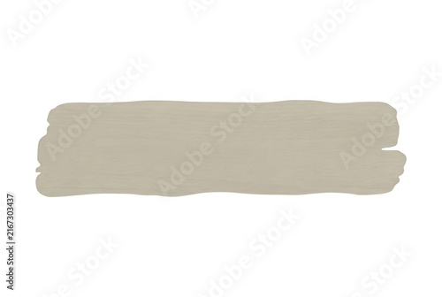 Une forme horizontale de coup de pinceau beige texturé isolée sur un fond blanc pur, idéale pour des éléments de design graphique, des bannières de texte ou des arrière-plans créatifs.