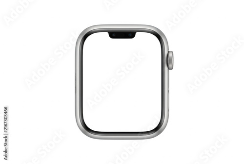 Montre connectée moderne avec écran vide isolé sur fond blanc, idéale pour présenter des applications mobiles, des interfaces utilisateur ou des designs de cadrans personnalisés.