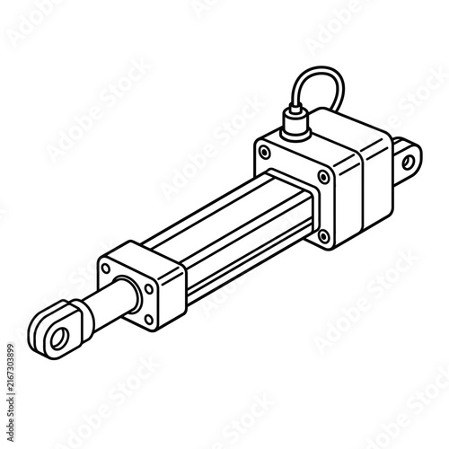 Foto Outline illustration of an electromechanical linear actuator, a component for pr