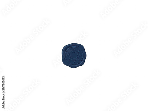 Sceau en cire bleu foncé estampé de l'étoile de David, isolé sur fond blanc, idéal pour les invitations de Hanoucca et les célébrations juives.