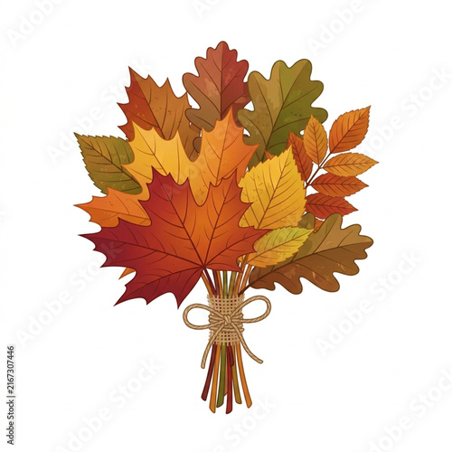 Autumn Leaves Bundle Isolated on White Background