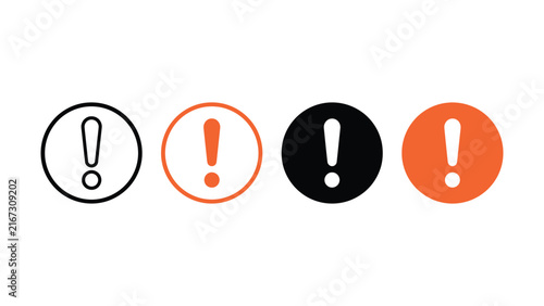 Obraz na plátne Set of four exclamation mark icons in different design styles for warning and ca