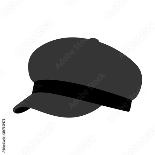 Obraz na płótnie Simple dark grey newsboy cap hat accessory for stylish men and women fashion ill