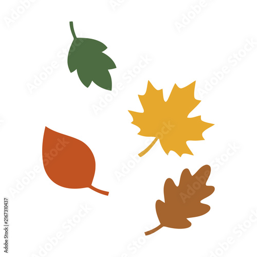 Colorful autumn leaves falling down in different shapes and bright seasonal fall colors Vector