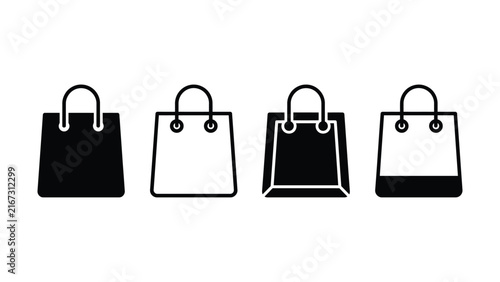 Canvastavla Set of four minimalist shopping bag vector icons for retail marketing design