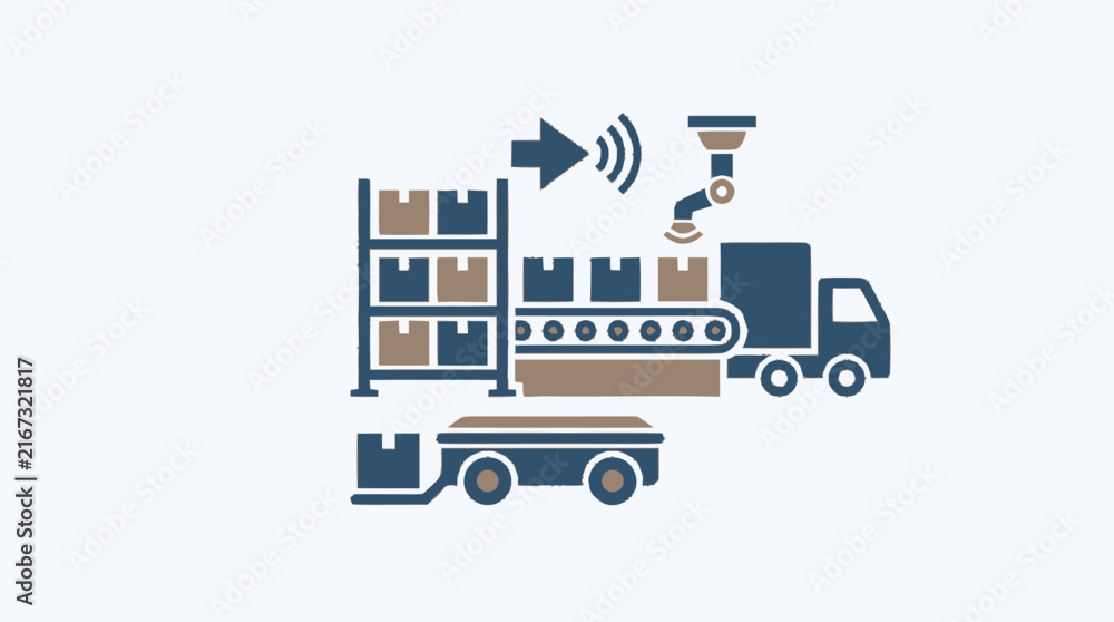 Naklejka premium Warehouse logistics and supply chain management illustration.