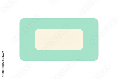 Un marco rectangular minimalista con bordes redondeados en color verde menta y un centro de color crema, ideal para diseño gráfico, etiquetas, botones o espacios de texto personalizables.