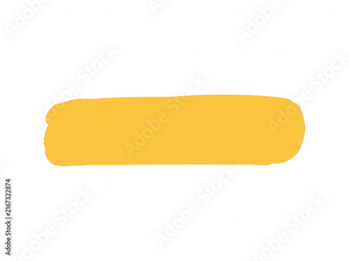 Una pincelada horizontal de color amarillo vibrante sobre un fondo blanco puro, ideal para elementos de diseño gráfico, etiquetas, banners y resaltado de texto creativo.
