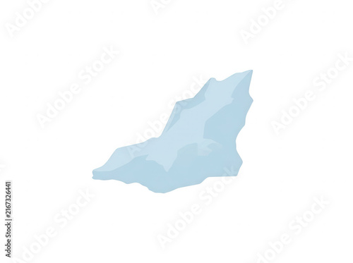 Ilustración vectorial de un bloque de hielo o pequeño iceberg de color azul claro, aislado sobre un fondo blanco limpio.