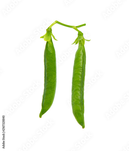Green Peas.  Pea Pod Isolated on White.