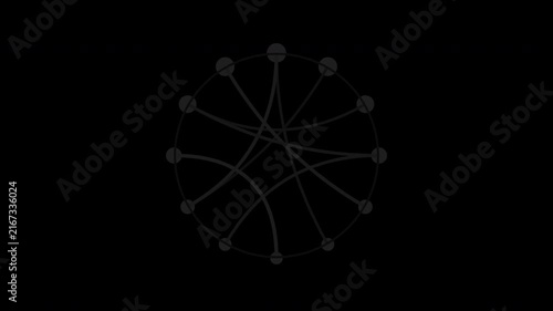 Black chord diagram connecting radial data nodes on transparent background