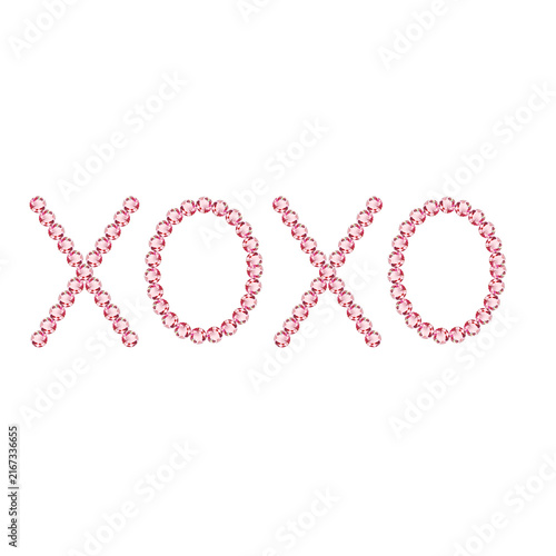 Konstfotografi Luxury Pink Rhinestone XOXO Text on Transparent Background, Elegant typography s