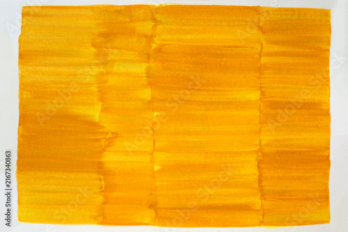 Bright Yellow Hand Painted Brush Texture on White Background