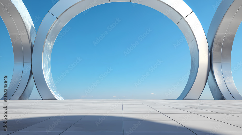 Fototapeta premium Futuristic Architectural Archways Under a Clear Sky