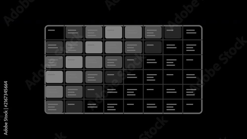 Gray spreadsheet cells populating with selection highlight on transparent background