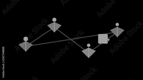 Gray supply chain route moving packages between hubs on transparent background