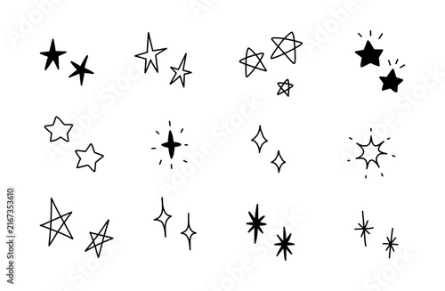 手描きの星やキラキラのあしらいアイコンセット
