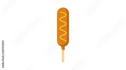 Isolated Corn Dog with Mustard Drizzle Flat Design