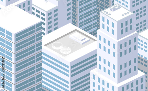 Isometric city buildings with urban architecture design