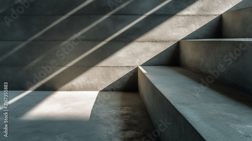 Sunlight patterns on concrete stairs