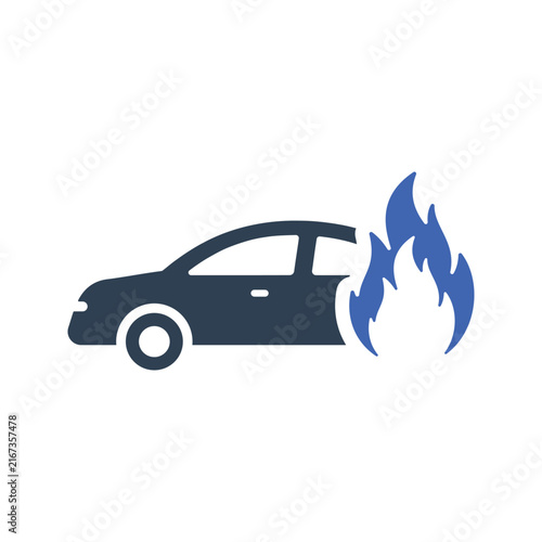 Car on fire icon