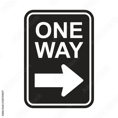 One way traffic sign with a white arrow pointing to the right on a black rectangular background Vector