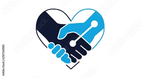 Hands shaking inside heart shape icon